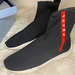 Prada Logo Band Sock Sneaker Size 7.5 Women (Used)